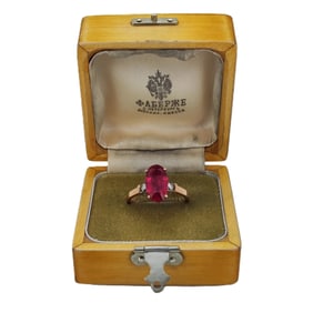 Vintage Imperial Era Rose Gold Diamond Natural Ruby Engagement Ring.