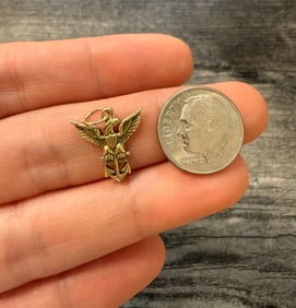 Vintage 14K Gold Eagle With Anchor Charm