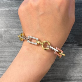 Funky 18K Bicolor Geometric Link Bracelet