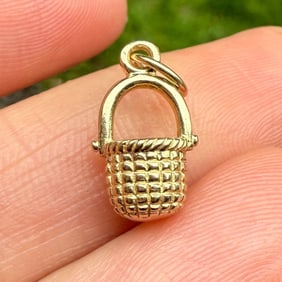 Vintage 14K Gold Mini Basket Charm