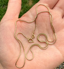 Vintage 18K Gold Tubular Snake Style Chain, 21†Long