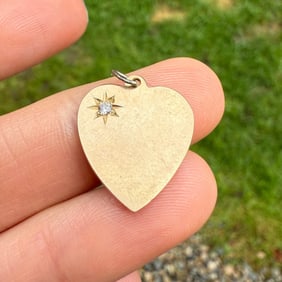 Vintage Diamond and 14K Gold Star-Set Diamond Heart Charm