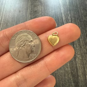 14K Gold Mini Puffy Heart Charm