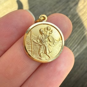 Vintage 18K St Christopher Charm