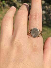 Art Nouveau 10K Iris Motif Signet Ring