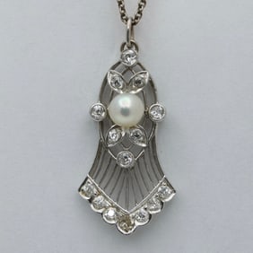 Edwardian Diamond and Pearl Bell Shaped Charm