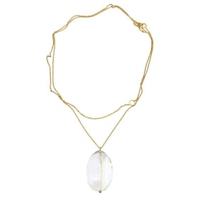Crystal Rock Pendant 18k Gold Chain Necklace
