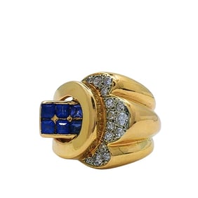 Vintage 18k Gold Sapphire Diamond Ring