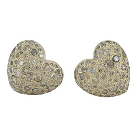 Pomellato Sabbia 18k Gold Diamond Heart Clip Earrings