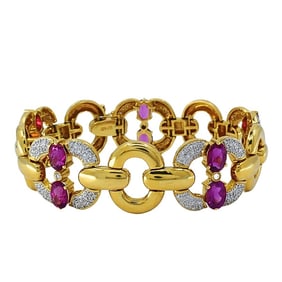 Vintage 18k Gold Tourmaline Diamond Bracelet