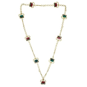 1970 Bvlgari 18k Yellow & Burnished Gold Malachite Jasper Necklace