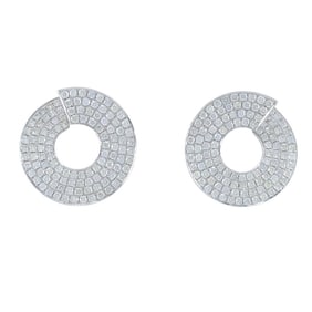 Rhodium-Plated 14K White Gold Diamond Circular Earrings