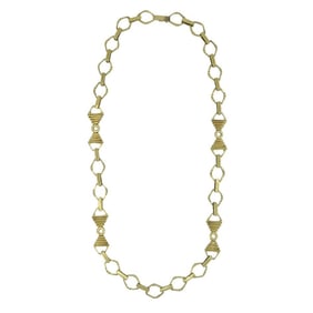 Vintage Balestra 14k Gold Geometric Chain Link Necklace