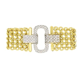 Vintage 18k Gold Two Tone Diamond Bracelet