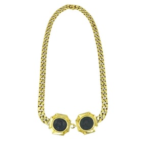 Vintage Bvlgari 18k Gold Monete Double Ancient Coin Necklace