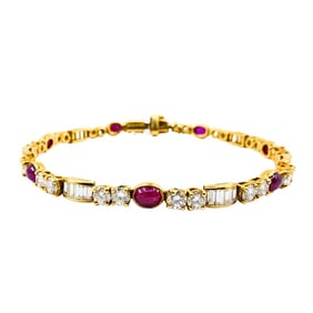 Boucheron Diamond Ruby 18k Gold Tennis Bracelet