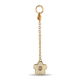 Aaron Basha 18K Rose Gold Diamond and Enamel White Flower Charm Pendant AB06-111424
