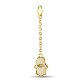 Aaron Basha 18K Yellow Gold Diamond and Enamel Hamsa Charm Pendant AB15-111524