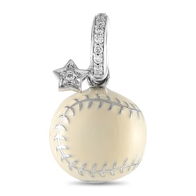 Aaron Basha 18K White Gold Diamond and Enamel Softball Charm AB10-111824