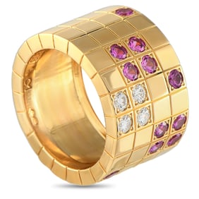 Cartier Lanieres 18K Rose Gold 0.25ct Diamond and Pink Sapphire Ring CA20-061125