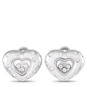 Chopard Happy Diamonds 18K White Gold 0.94 ct Diamond Heart Earrings CH32-102124