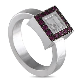 Chopard Happy Diamonds 18K White Gold 0.05ct Diamond and Ruby Ring CH19-051625