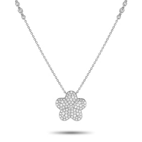 LB Exclusive 18K White Gold 1.25ct Diamond Pendant Necklace ANK-19702