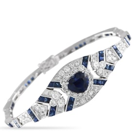 LB Exclusive 18K White Gold 3.61ct Diamond and Sapphire Bracelet MF28-061125