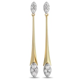 LB Exclusive 14K Yellow Gold 0.50ct Diamond Marquise Drop Earrings ER28288