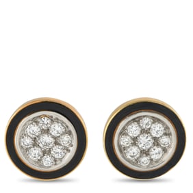 LB Exclusive 18K Yellow Gold 1.0ct Diamond and Enamel Earrings MF13-013125