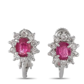 LB Exclusive 14K White Gold 0.30ct Diamond and Ruby Earrings MF35-061625
