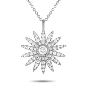LB Exclusive 18K White Gold 1.80ct Diamond Sunflower Necklace ANK-17927