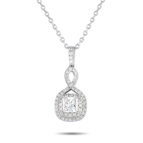 LB Exclusive 14K White Gold 0.50ct Diamond Pendant Necklace MF06-100124