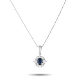 LB Exclusive Platinum 0.40ct Diamond and Sapphire Necklace MF08-061625