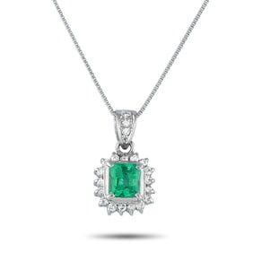 LB Exclusive Platinum 0.29ct Diamond and Emerald Necklace MF09-061625