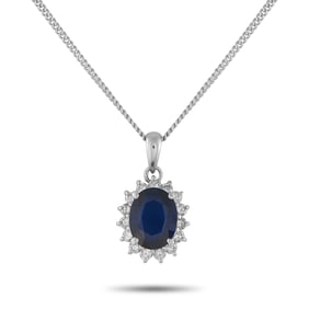 LB Exclusive Platinum 0.37 ct Diamond and 2.34 ct Sapphire Necklace MF26-061625