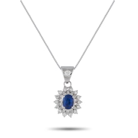 LB Exclusive Platinum 0.45 ct Diamond and 0.95 ct Sapphire Necklace MF31-061625