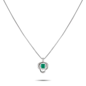 LB Exclusive Platinum 0.07ct Diamond and Emerald Necklace MF43-061625