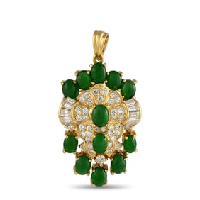 LB Exclusive 18K Yellow Gold 0.40ct Diamond and Jade Pendant MF12-052725
