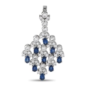 LB Exclusive 18K White Gold 2.73ct Diamond and Sapphire Pendant MF11-061325