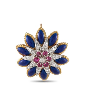 LB Exclusive 18K Yellow Gold 0.45ct Diamond and Ruby Enamel Pendant MF11-061725