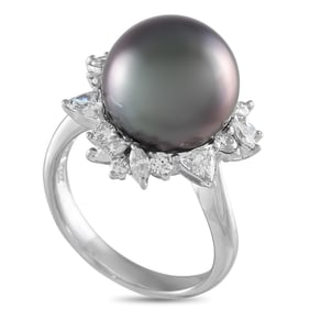 LB Exclusive Platinum 0.95ct Diamond and Pearl Ring MF04-032725
