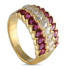 LB Exclusive 18K Yellow Gold 0.87ct Diamond and Ruby Ring MF06-051525