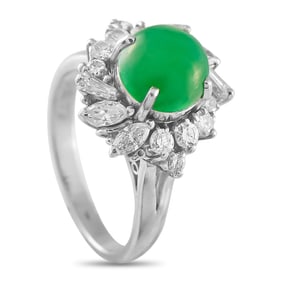 LB Exclusive Platinum 0.72ct Diamond and Jade Ring MF14-061725