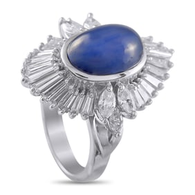 LB Exclusive Platinum 1.84 ct Diamond and 3.76 ct Sapphire Ballerina Ring MF15-061725