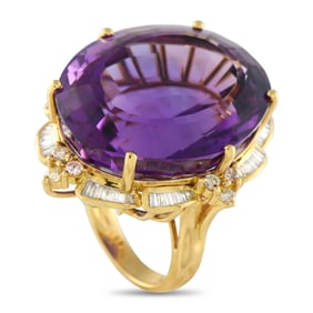 LB Exclusive 18K Yellow Gold 1.95ct Diamond and Amethyst Ring MF14-061225