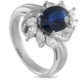 LB Exclusive Platinum 0.79ct Diamond and Sapphire Ring MF03-061325