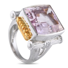 LB Exclusive Platinum and 18K Yellow Gold 0.10ct Diamond and Kunzite Ring MF19-061325