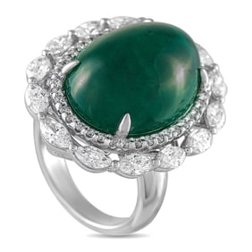 LB Exclusive 18K White Gold 2.75ct Diamond and Emerald Ring MF03-061725