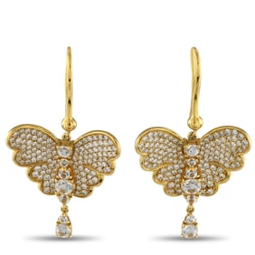 Pasquale Bruni 18K Yellow Gold 2.01ct Diamond Butterfly Earrings PB37-050225